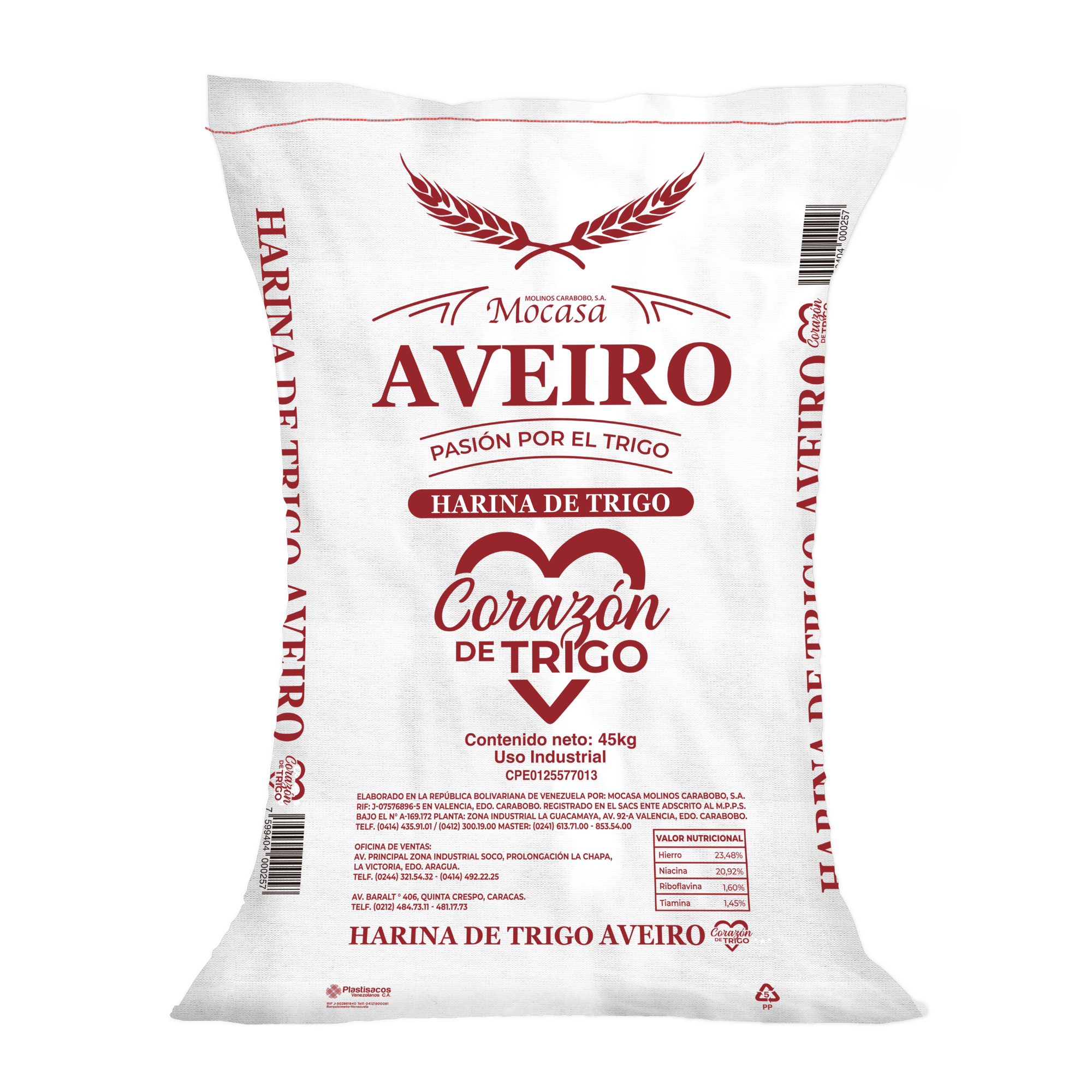 Harina de Trigo Aveiro CORAZON DE TRIGO en Saco de 45kg